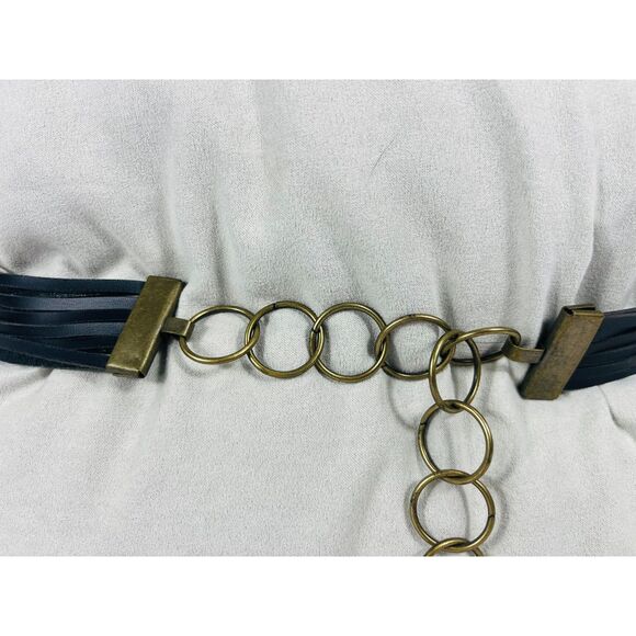 1980's Concho Leather Beaded Wide Belt Medium Chain - Picture 5 of 7